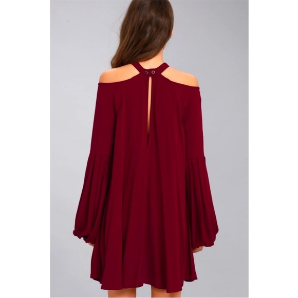Free People Womens Drift Away Cold Shoulder Tunic Top S Burgundy Whimsigoth‎ - Picture 3 of 10